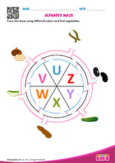 Alphabet Vegetables Maze U to Z